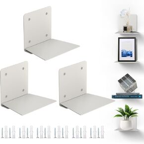 Eapele Floating Book Shelves for Wall, Steel Constructed Hidden Bookshelf with Mounting Hardware (Grey, 4pcs)