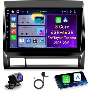 [4+64G] Android 13 Car Radio for Toyota Tacoma 2005-2013 - Wireless Carplay and Android Auto - 9 Inch IPS 1280 * 720 Touchscreen Car Stereo with DSP/WiFi/GPS/SWC/Multiple UI + AHD Backup Camera