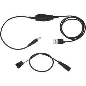 Create idea 1 Sets 116cm Fan Speed Controller USB 5v Step Up Boost to Dc 12v with 3/4 Pin 30cm Fan Connector Cable for Speed and Temperature Control
