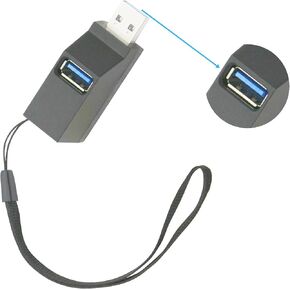 USB 3.0 3 Female Port Adapter 90 Degree USB Hub Splitter Portable High Speed Transfer Data & Power Hub for Laptop USB Flash Drive PC Black