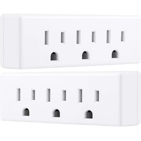 PHILIPS 3-Outlet Extender, 2 Pack, Grounded Wall Tap, 3-Prong Adapter, Multiple Plug, Power Splitter, Cruise Essentials, Use for Home Office School Dorm, UL Listed, White, SPS1630W/37
