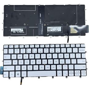 Replacement Keyboard with Screwdriver US Layout for Dell XPS 13 9380 9370 9305 7390 Series Laptop, Dell XPS 13 9380 9370 9305 Laptop White Frameless with Backlight Laptop Keyboard