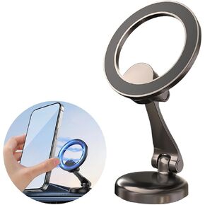Car Phone Mount, 360° Rotation Magnetic Vehicle Suction Cell Phone Holder, Hands Free Automotive Dashboard Smartphone Bracket Accessories, Universal for SUV, Sedan, Truck (Black)