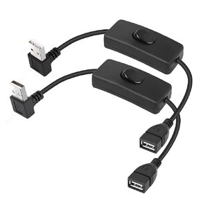 PNGKNYOCN USB Short Cable with On/Off Switch,2 Pack 1FT 90 Degree Up & Down Angle Upgraded USB A 2.0 Male to Female Data Power Switch Cable
