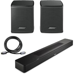 Bose Smart Soundbar, Black, Bundle with 2X Wireless Surround Speakers, 6' HDMI 2.0 Cable
