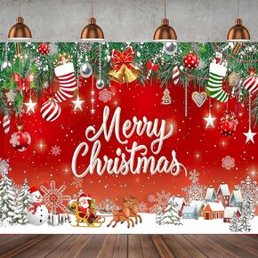7x5ft Christmas Backdrops Red Ball Theme Background Shining Stars Background New Year Backdrop for Christmas Party Decoration Banner Photo Shoot 038