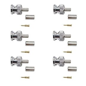Pack of 6 - BNC Male Connectors for LMR-240 (RG8x) Type Cable (6, Pack)