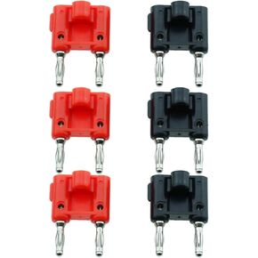 6PCS Duplex Banana Plug Cable Connector 4mm Siamese Test Lead Banana Splice for 2-Way Speaker Wire Nickel Plated Dual Row