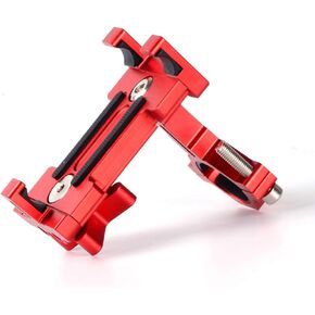 Motorcycle Bike Phone Mount Holder, Aluminum Bicycle Holder for Cell Phone 360° Rotation Bike Handlebar Phone Cradle, Compatible with Smartphones Between 7cm-9.5cm Wide(Red)