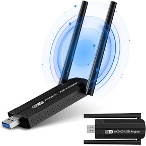 USB WLAN Stick for PC, RENGOGA WiFi 6E AXE5400 WLAN Adapter PC High Range, Tri-Band 6GHz, 5GHz, 2.4GHz WLAN Antenna PC, WLAN Receiver WiFi 6 WLAN USB, WPA3, MU-MIMO, ONLY for Windows 11/10