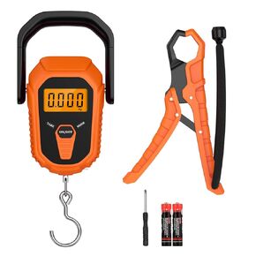 ORIA Digital Fish Scale with Lip Gripper, 110lb/50kg Waterproof Fish Scale with 38'' Built-in Tape Measure, LCD Backlit, Portable Hanging Luggage Scale with 3 Units, Batteries, for Home, Outdoor
