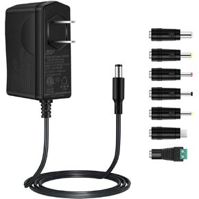 Security-01 Universal AC Adapter 6V 2A Power Supply with 7 DC Plug Tips, AC 6 Volts 2 Amps Regulated Switching Power Supply for 100mA~2000mA (DC6V-2A),UL Listed
