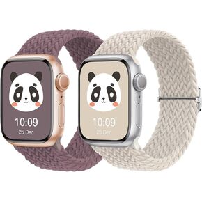 2 Pack 2024 Stretchy Braided Solo Loop Bands Compatible with Apple Watch Band 38mm 40mm 41mm 42mm 44mm 45mm 49mm Women Men, Adjustable Strap for iWatch Apple Watch Series 9 Ultra 8 7 6 5 4 3 2 1SE