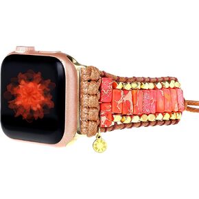 BOKIIWAY Handmade Boho Stone Watch Bracelet Band Compatible with Apple Watch 38mm/40mm/41mm/42mm/44mm/45mm-Watch Strap for Iwatch Series8/ 7/6/5/4/3/2/1/SE for Women
