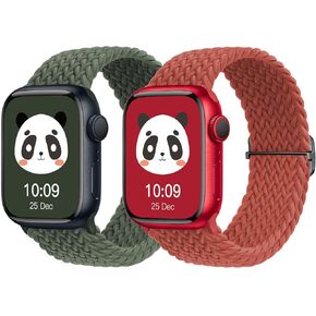 2 Pack 2024 Stretchy Braided Solo Loop Bands Compatible with Apple Watch Band 38mm 40mm 41mm 42mm 44mm 45mm 49mm Women Men, Adjustable Strap for iWatch Apple Watch Series 9 Ultra 8 7 6 5 4 3 2 1SE