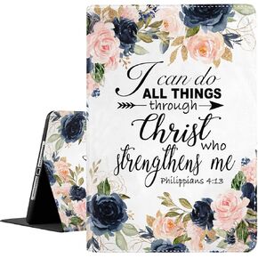 for iPad 9th / 8th / 7th Gen (2021/2020/2019) 10.2 inch/iPad Air 10.5" 2019 / iPad Pro 10.5" Case, Adjustable Stand Shockproof Protective Cover, with Automatic Wake/Sleep, Bible Phil 4-13 Floral