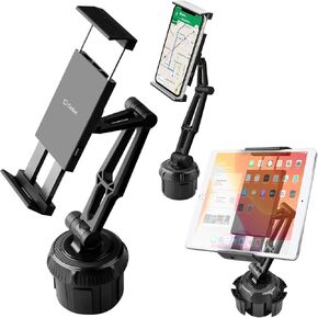 Tablet and Phone, Cup Holder Phone Mount for Car Compatible for iPhone 14 Pro Max Plus 13 12 11, iPad Pro 12.9 11 iPad Air, iPad Mini Samsung Galaxy S8 S7 Tab Google Pixel Book, Nintendo Switch