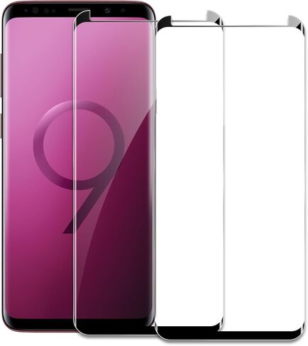 قطعتان من واقي الشاشة الزجاجي المقوى لهاتف سامسونج جالاكسي S9 بلس، طبقة زجاجية ثلاثية الأبعاد بتغطية كاملة، صلابة 9H، ترقية حماية الحواف، سهلة التركيب، خالية من الفقاعات، صديقة للحافظة in Kuwait