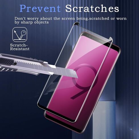 قطعتان من واقي الشاشة الزجاجي المقوى لهاتف سامسونج جالاكسي S9 بلس، طبقة زجاجية ثلاثية الأبعاد بتغطية كاملة، صلابة 9H، ترقية حماية الحواف، سهلة التركيب، خالية من الفقاعات، صديقة للحافظة in Kuwait