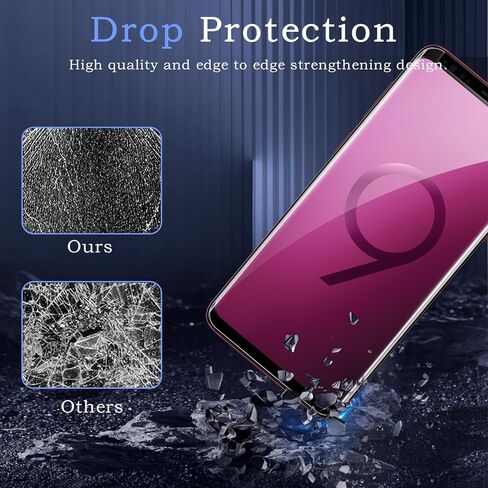 قطعتان من واقي الشاشة الزجاجي المقوى لهاتف سامسونج جالاكسي S9 بلس، طبقة زجاجية ثلاثية الأبعاد بتغطية كاملة، صلابة 9H، ترقية حماية الحواف، سهلة التركيب، خالية من الفقاعات، صديقة للحافظة in Kuwait