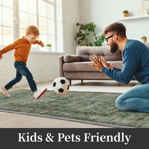 سجاد منطقة 5×7 لغرفة النوم، سجادة غير قابلة للانزلاق، سجادة منخفضة الوبر، سجادة أرضية قابلة للغسل، سجادة منطقة مطبوعة متعثرة، سجادة فائقة النعومة لغرفة المعيشة، غرفة النوم، غرفة الطعام، بجانب السرير، أخضر in Kuwait