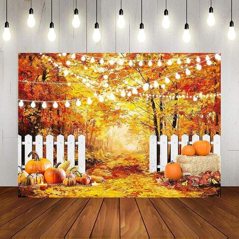 Mocsicka 7x5FT Fall Thanksgiving Backdrop Autumn Maple Leaves Forest Thanksgiving Background Fall Thanksgiving Party Supplies Farm Harvest Banner Photo Booth in Saudi Arabia