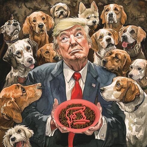 Dog Slow Feeder Brown Bowl Dog'nald Trump Design - 2024 Edition - Premium Food Grade Silicone - Interactive Slow Feeder & Lick Mat - Dishwasher Safe - Anti-Slip - Fun & Engaging Design for Dogs in Saudi Arabia