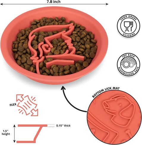 Dog Slow Feeder Brown Bowl Dog'nald Trump Design - 2024 Edition - Premium Food Grade Silicone - Interactive Slow Feeder & Lick Mat - Dishwasher Safe - Anti-Slip - Fun & Engaging Design for Dogs in Saudi Arabia