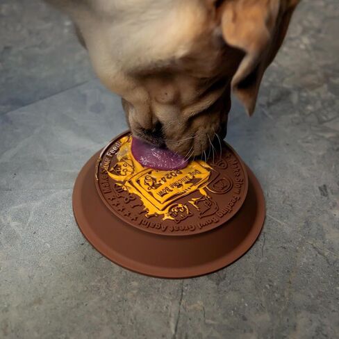 Dog Slow Feeder Brown Bowl Dog'nald Trump Design - 2024 Edition - Premium Food Grade Silicone - Interactive Slow Feeder & Lick Mat - Dishwasher Safe - Anti-Slip - Fun & Engaging Design for Dogs in Saudi Arabia