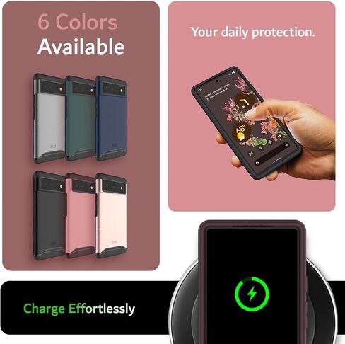 TUDIA DualShield مصممة لحافظة Google Pixel 6 (2021)، [دمج] مقاومة للصدمات من الدرجة العسكرية رفيعة وشديدة التحمل بطبقة مزدوجة لحماية قوية لحافظة هاتف Pixel 6 - أخضر هنتر in Saudi Arabia