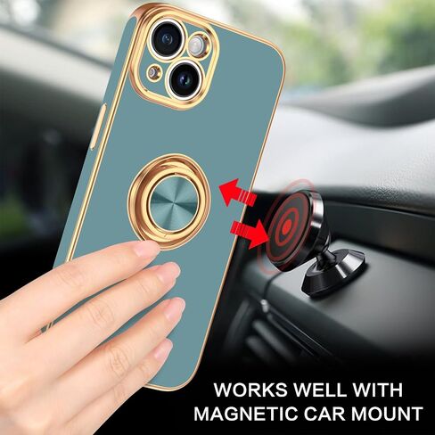 BENTOBEN Compatible with iPhone 15 Case, Phone Case iPhone 15, Slim Fit 360° Ring Holder Shockproof Kickstand Magnetic Car Mount Supported Non-Slip Protective Women Girls Men Boys Cover, Gray in Saudi Arabia