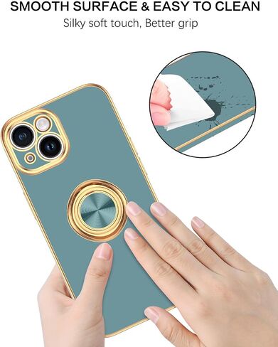 BENTOBEN Compatible with iPhone 15 Case, Phone Case iPhone 15, Slim Fit 360° Ring Holder Shockproof Kickstand Magnetic Car Mount Supported Non-Slip Protective Women Girls Men Boys Cover, Gray in Saudi Arabia