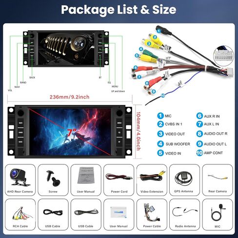 SIXTOP [1+32G] Android Car Stereo for Dodge Grand Caravan Jeep Wrangler JK Grand Cherokee Chrysler Chevrolet with Carplay Android Auto 7 inch Touch Screen FM RDS HiFi Bluetooth GPS+AHD Camera&MIC in Saudi Arabia
