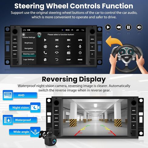 SIXTOP [1+32G] Android Car Stereo for Dodge Grand Caravan Jeep Wrangler JK Grand Cherokee Chrysler Chevrolet with Carplay Android Auto 7 inch Touch Screen FM RDS HiFi Bluetooth GPS+AHD Camera&MIC in Saudi Arabia