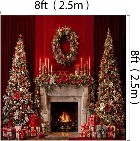 كيت 7x5ft/2.2x1.5 متر عيد الميلاد خلفية الموقد الهدايا الشموع شجرة عيد الميلاد صور خلفية التصوير استوديو الدعائم in Kuwait