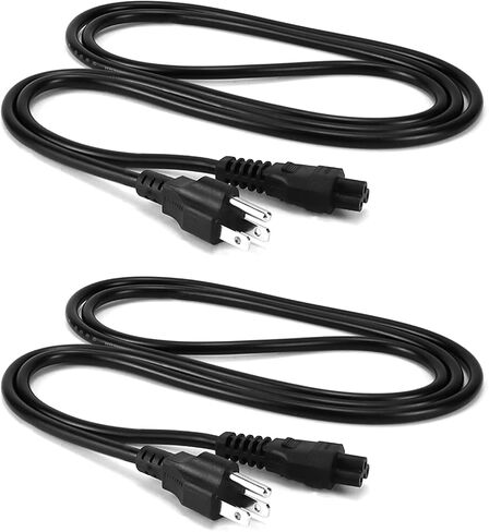 QWORK 2 سلك طاقة للكمبيوتر المحمول - 6FT، 18AWG Universal 3 Prong AC Cable، NEMA 5-15P إلى IEC 60320 C5 لأجهزة الكمبيوتر المحمولة وأجهزة التلفزيون والطابعات، 125 فولت، سلك 10 أمبير in Saudi Arabia