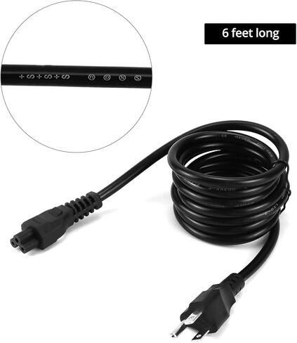 QWORK 2 سلك طاقة للكمبيوتر المحمول - 6FT، 18AWG Universal 3 Prong AC Cable، NEMA 5-15P إلى IEC 60320 C5 لأجهزة الكمبيوتر المحمولة وأجهزة التلفزيون والطابعات، 125 فولت، سلك 10 أمبير in Saudi Arabia