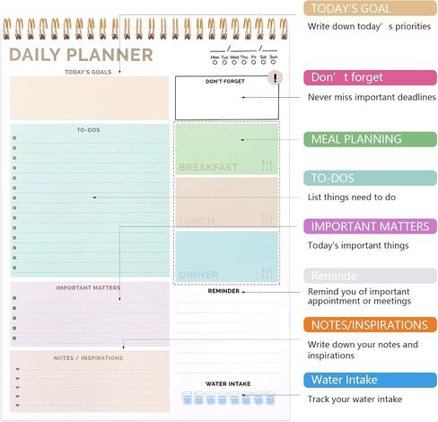 to Do List Notepad, 104 Pages 8.3 * 11'' to Do List Notebook Undated Daily Planner Notepad with Task Checklist Home Office School Supplies in Saudi Arabia