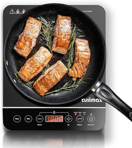 CUSIMAX Portable Induction Cooktop,3 Control Modes, 1800w 7.1" Heating Coil,140°F To 464°F,Induction Hot Plate with LED Display Sensor Touch Screen,Timer and Child Lock,Even and Fast Heating in Saudi Arabia