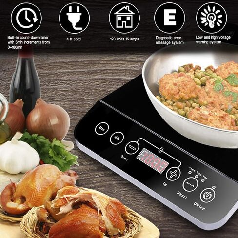 CUSIMAX Portable Induction Cooktop,3 Control Modes, 1800w 7.1" Heating Coil,140°F To 464°F,Induction Hot Plate with LED Display Sensor Touch Screen,Timer and Child Lock,Even and Fast Heating in Saudi Arabia