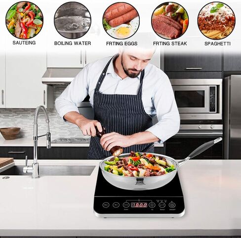 CUSIMAX Portable Induction Cooktop,3 Control Modes, 1800w 7.1" Heating Coil,140°F To 464°F,Induction Hot Plate with LED Display Sensor Touch Screen,Timer and Child Lock,Even and Fast Heating in Saudi Arabia