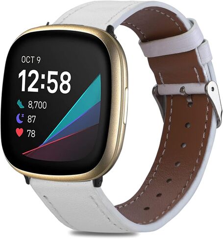 أحزمة جلدية من Attbbon متوافقة مع أحزمة ساعة Fit bit Versa 3/Fit bit Sense للنساء والرجال، سوار بديل ناعم قابل للتنفس وقابل للتعديل لـ Versa 3/Sense in Saudi Arabia