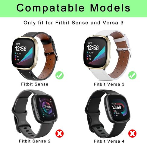 أحزمة جلدية من Attbbon متوافقة مع أحزمة ساعة Fit bit Versa 3/Fit bit Sense للنساء والرجال، سوار بديل ناعم قابل للتنفس وقابل للتعديل لـ Versa 3/Sense in Saudi Arabia