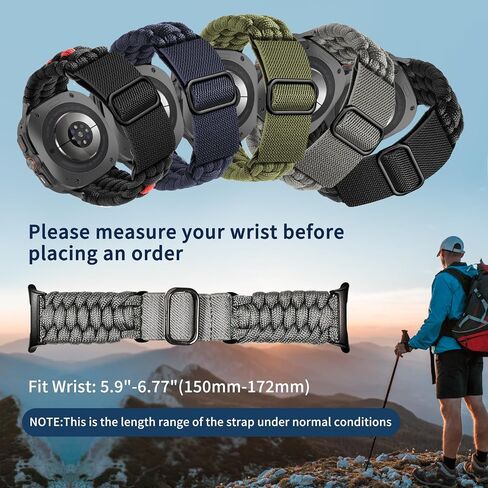 Handmade Survival Paracord band Compatible with Samsung Galaxy Watch Ultra 47mm Watch,Soft Nylon Elastic Braided Adjustable Sport Loop Strap for Galaxy Watch Ultra Men Women in Saudi Arabia
