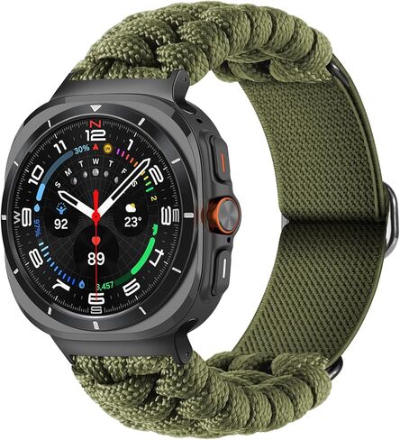 Handmade Survival Paracord band Compatible with Samsung Galaxy Watch Ultra 47mm Watch,Soft Nylon Elastic Braided Adjustable Sport Loop Strap for Galaxy Watch Ultra Men Women in Saudi Arabia