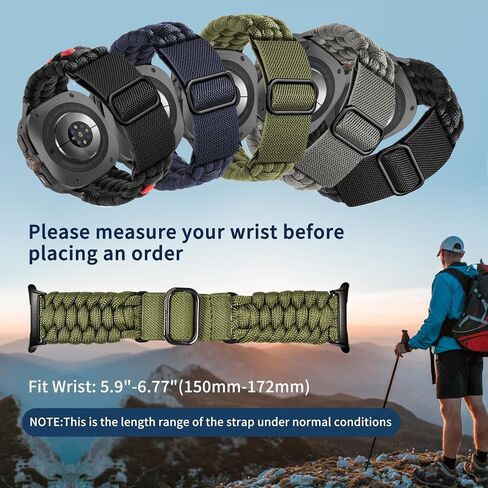 Handmade Survival Paracord band Compatible with Samsung Galaxy Watch Ultra 47mm Watch,Soft Nylon Elastic Braided Adjustable Sport Loop Strap for Galaxy Watch Ultra Men Women in Saudi Arabia
