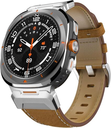TiMOVO Genuine Leather Watch Band Compatible with Samsung Galaxy Watch 7 Ultra 47mm, Rugged Metal Connector Leather band for Galaxy Watch Ultra in Saudi Arabia