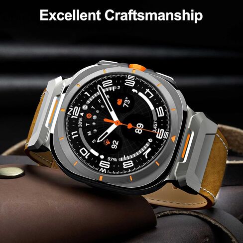 TiMOVO Genuine Leather Watch Band Compatible with Samsung Galaxy Watch 7 Ultra 47mm, Rugged Metal Connector Leather band for Galaxy Watch Ultra in Saudi Arabia