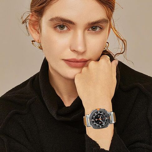 TiMOVO Genuine Leather Watch Band Compatible with Samsung Galaxy Watch 7 Ultra 47mm, Rugged Metal Connector Leather band for Galaxy Watch Ultra in Saudi Arabia