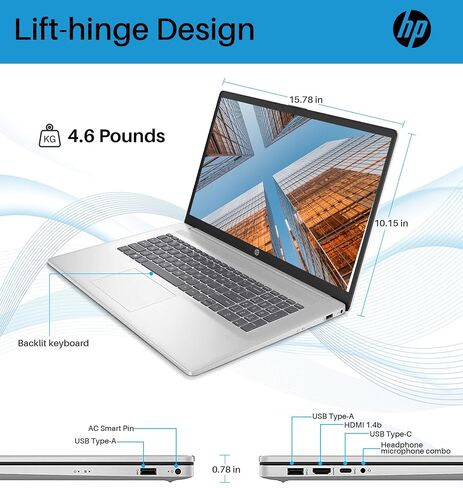 HP 2024 Newest Business Laptop, 17.3" FHD Display, 13th Gen Intel Core i5-1335U(10-Core, Up to 4.6GHz), 16GB RAM, 1TB SSD,Anti-Glare,Backlit KB, HDMI, WiFi 6, HD Webcam, Windows 11 Pro, with Mouse in Saudi Arabia